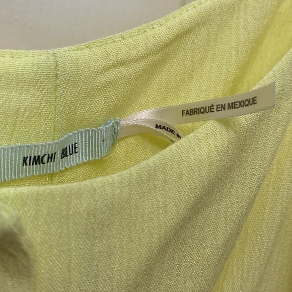 Kimchi Blue Size Small Boat Neck Sleeveless Yellow Button Front Shorts Romper - Picture 5 of 11